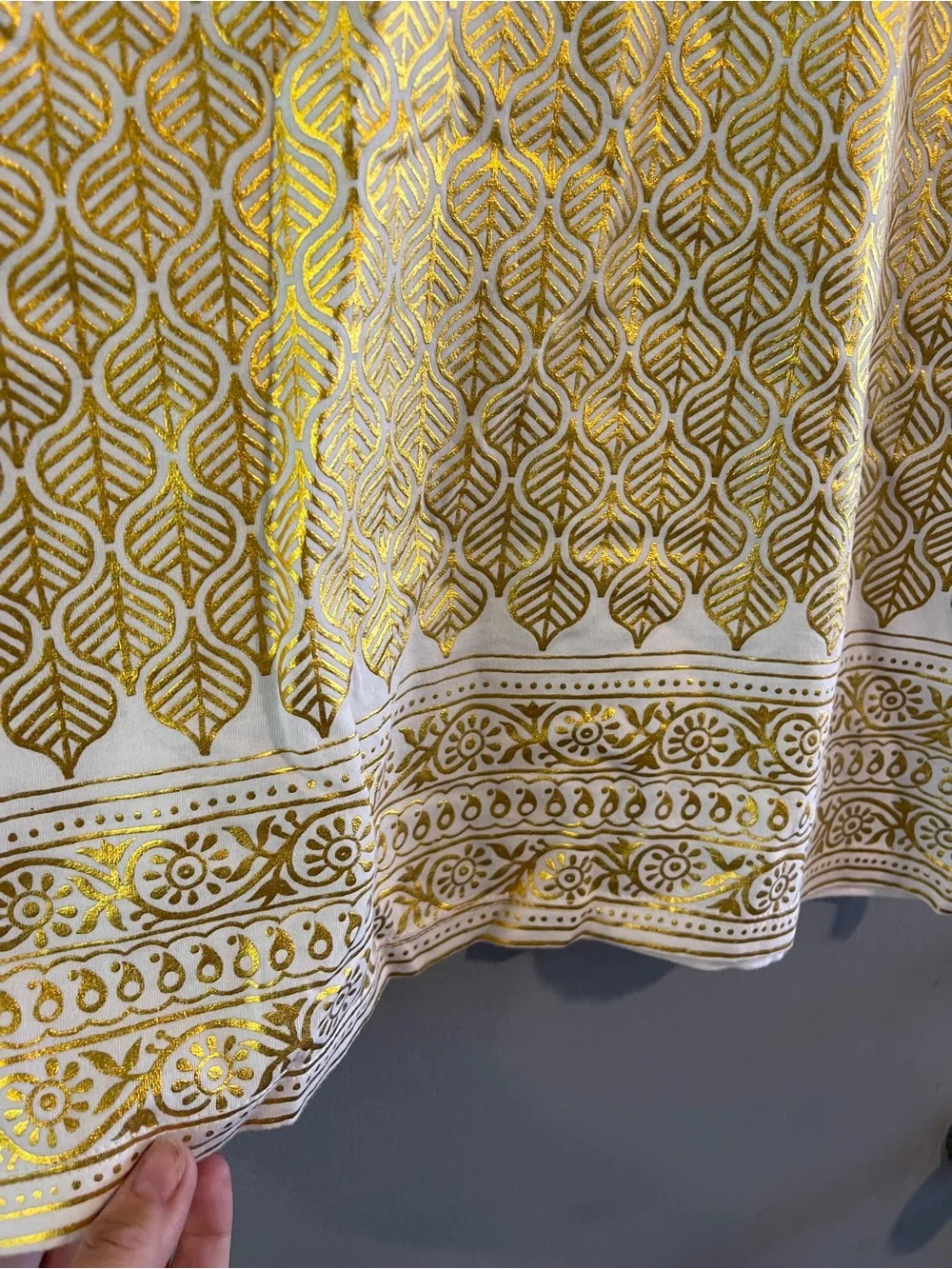 Tory Burch White & Gold Metallic leaf print tank Size S
